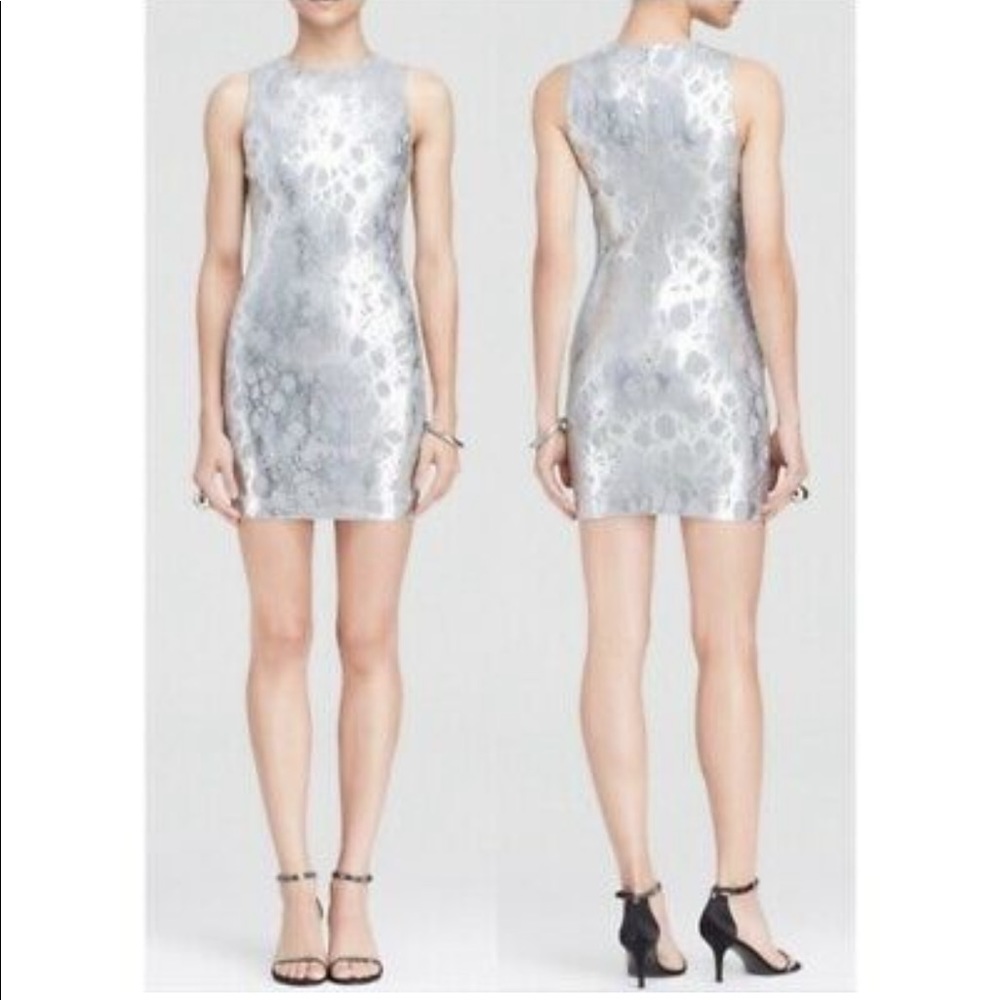 Elizabeth and James silver foil mini dress
